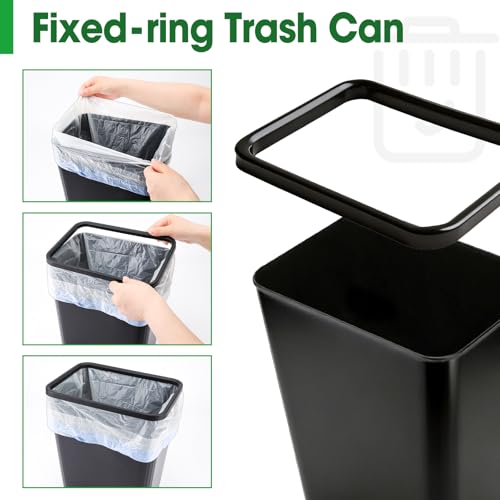 5-Pack 3.5 Gallon Small Plastic Trash Cans with Snap Ring for Bathroom