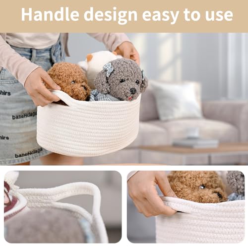 Woven Cotton Rope Storage Basket - 13x8x6 Decorative Organizer for Home and Nursery