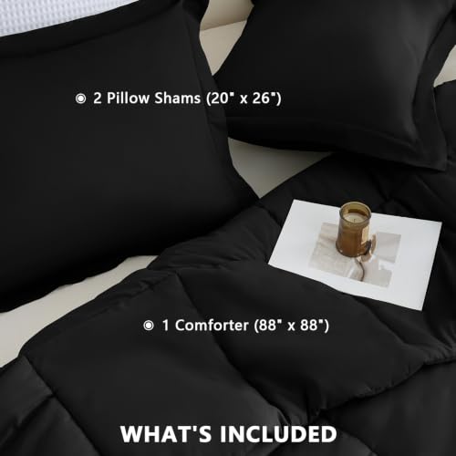 Queen Comforter Set - 3-Piece Box-Stitched Down Alternative Bedding