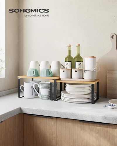Stackable Kitchen Cabinet Shelf Risers - Set of 2 Countertop Spice Racks