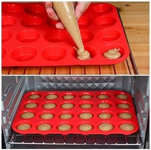 CAKETIME Silicone Muffin Pan Set - 3-Piece Bakeware with Mini 24 Cups, Regular 12 Cups & Jumbo 6 Cups