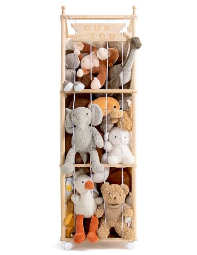54-Inch Wooden Stuffed Animal Storage Cage, Large Plush Toy Organizer