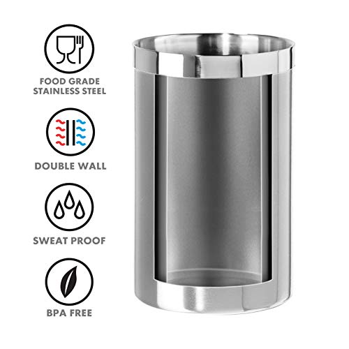 Stainless Steel Double Wall Wine Cooler - Insulated Tabletop Chiller