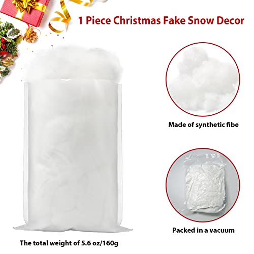 Artificial Snow Fluff Decor - Flame-Resistant Fake Cotton Snow (5.6 oz)