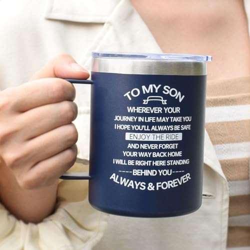 CHIUTUUY 14 oz Personalized Stainless Steel Tumbler for Son – Double Wall Insulated Mug with Lid & Straw
