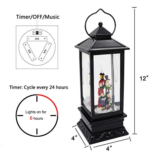 Eldnacele Carolers Singing Snow Globe Lantern with 6 Hour Timer