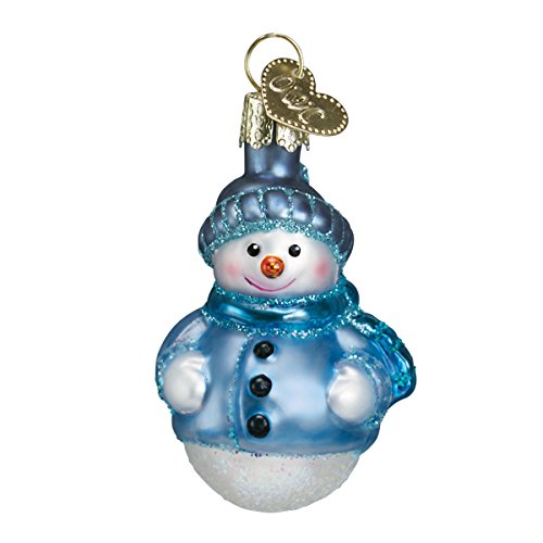 Mini Snowman Glass Christmas Ornaments, Set of 6 Hand-Painted Decorations