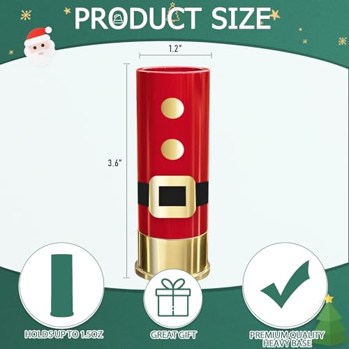 MyGiftHub Santa Shot Glass Set of 4 - 12 Gauge Alcohol Drinking Glasses for Christmas Gift