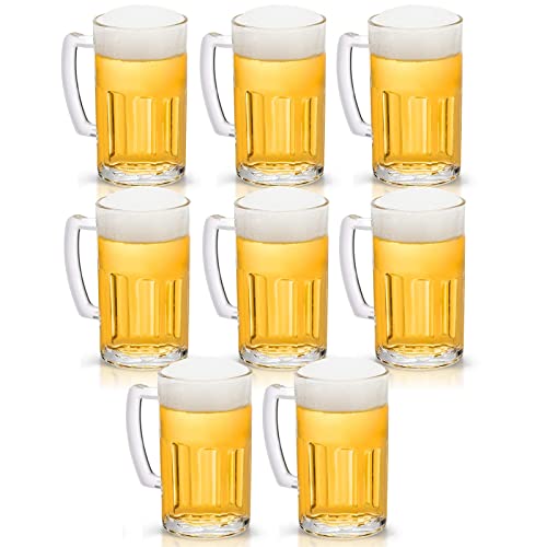8-Pack 20 oz Heavy Glass Beer Mugs with Handle - Classic Beer Steins