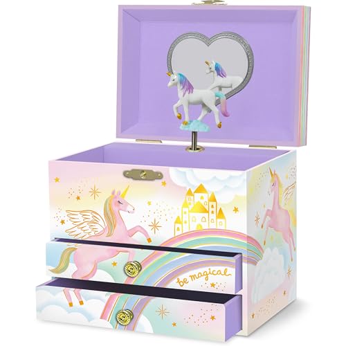 Musical Unicorn Jewelry Box for Girls with Spinning Figurine