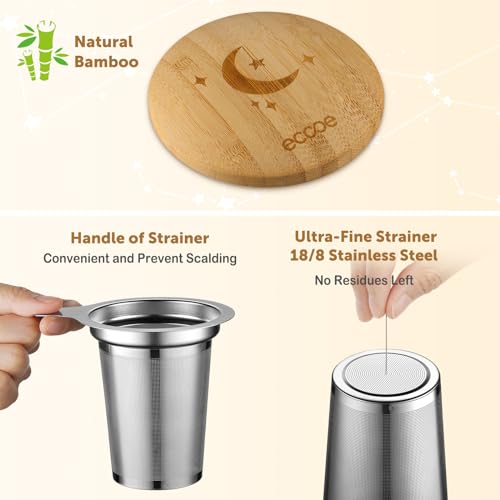 Ecooe White Ceramic Tea Infuser Mug 20.3oz with Stainless Steel Filter & Lid
