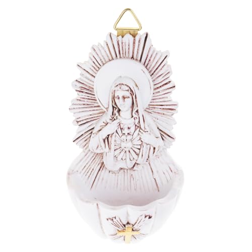 Resin Holy Water Font Wall Hanging Religious Home Decor for Entryway