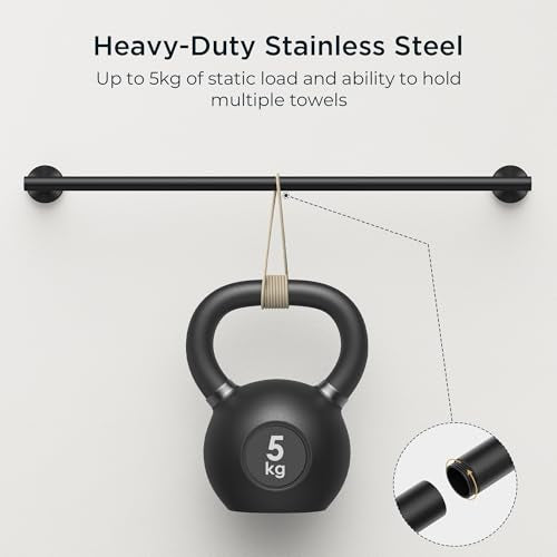 4-Piece Bathroom Hardware Set, Matte Black Stainless Steel Towel Rack