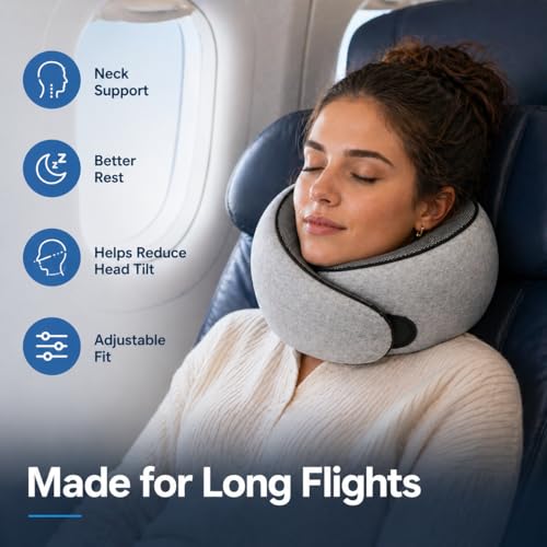 Purroch G-Shape Memory Foam Travel Neck Pillow Medium Gray - 360° Support