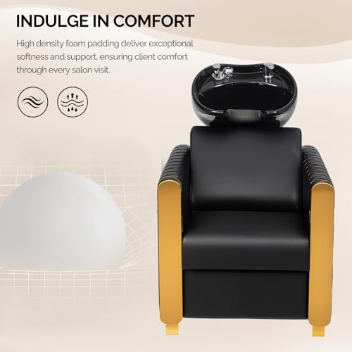 Professional Shampoo Bowl and Chair Set with Tilting Ceramic Basin