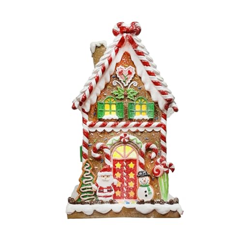 Moments in Time Antique Christmas Gingerbread House with LED Lights Hand-Painted Holiday Decor