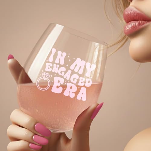 Pink 15 Oz Engagement Wine Glass - In My Engaged Era Gift for Women