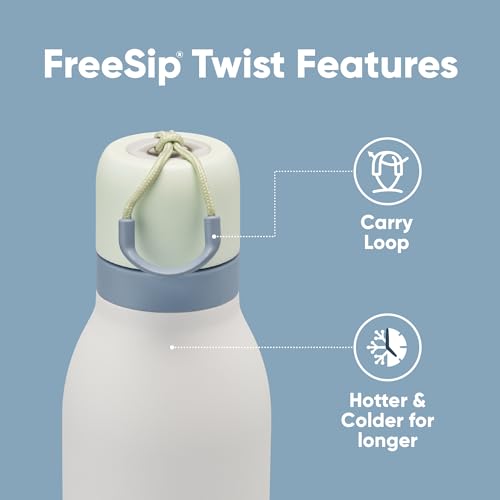 Owala FreeSip Twist Insulated Stainless Steel Water Bottle with Straw for Sports and Travel, BPA-Free, 18-oz, Mint/White (Iced Breeze)
