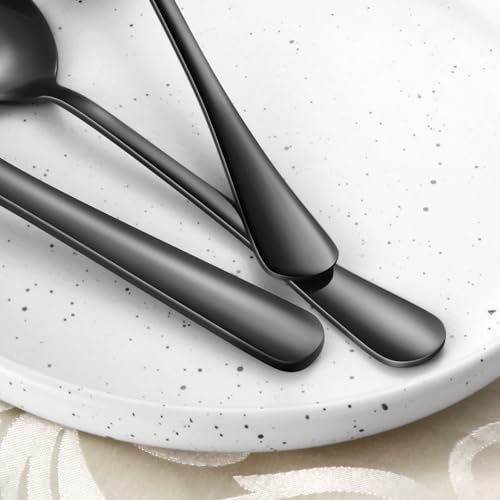 24-Piece Black Stainless Steel Flatware Set with Steak Knives for 4