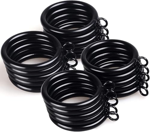 24-Pack Black Wooden Curtain Rings, 2.2-Inch Inner Diameter Beechwood Rings