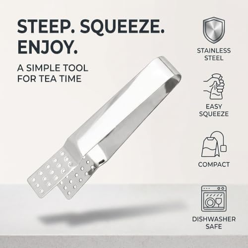 Stainless Steel Tea Bag Tongs Squeezer Clips - Kitchen Bar Tool, Silver