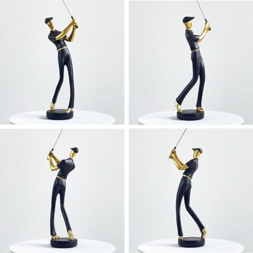 HAUCOZE Golfers Figurine – 9.4 Inch White Polyresin Desk Statue for Home & Office Decor