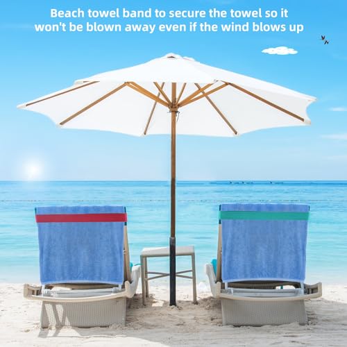 Beach Towel Bands 4 Pack – Elastic Windproof Straps for Cruise & Pool Chairs
