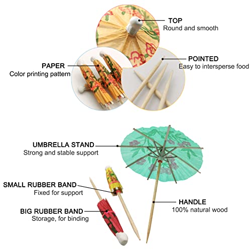 BLUE TOP 144 Pack 4-Inch Colorful Cocktail Umbrella Picks for Drinks & Food