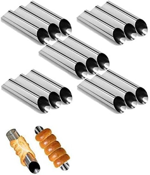 EUICAE Cannoli Tubes - 5-Inch Stainless Steel Non-Stick Cream Horn Molds | Pack of 15