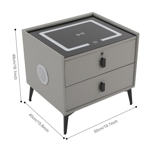 Smart LED Nightstand with Wireless Charging, Bluetooth Speaker & Lock