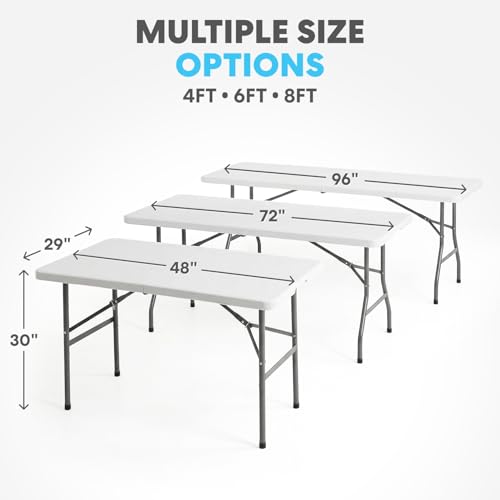 4ft Folding Utility Tables, 2-Pack Portable Indoor Outdoor Tables