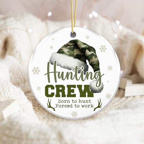 Born to Hunt Ornament – Funny Camouflage Santa Hat Deer Antler Holiday Gift