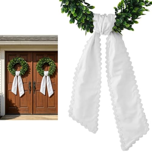 White Wreath Sash for Front Door 2 Pack Decorative Accessories