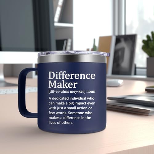 Fufendio Difference Maker Navy Blue 14oz Thank You Mug for Men - Employee & Teacher Gifts