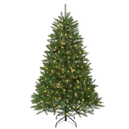 Aovotreena 6FT Pre-Lit Christmas Tree with 300 Warm White Lights (Warm White) 46in Dia