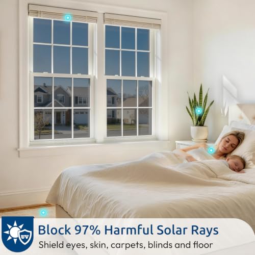 One-Way Window Privacy Film - Heat Control Tint, 17.5" x 78.7" (Black Silver)