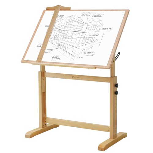 Adjustable Wooden Drafting Table with Tiltable Surface, 35.5" x 23.5"