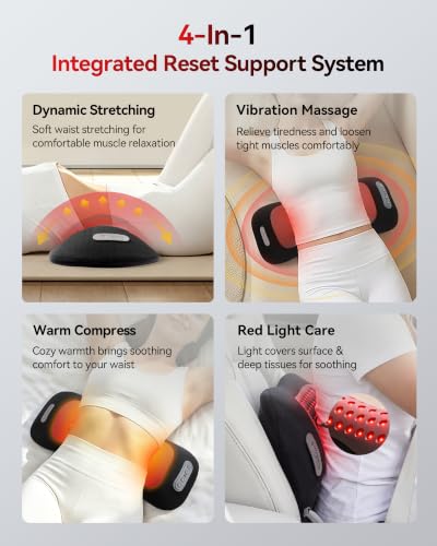 Cordless Lumbar Massager with Red Light, Vibration & Heating