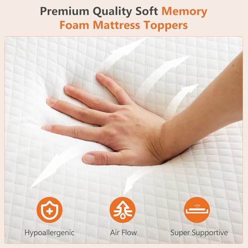 Memory Foam Mattress Topper, 3 Inch Cooling Gel, Soft Cover