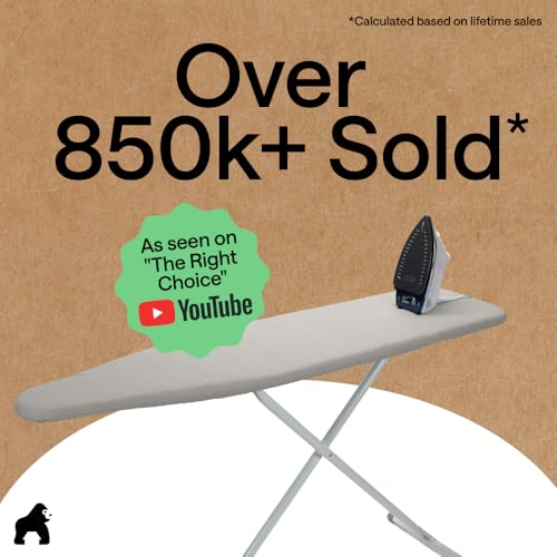 Gorilla Grip Ironing Board Cover - 15x54 Heavy Duty Silicone Coated Pad with Fastener Straps