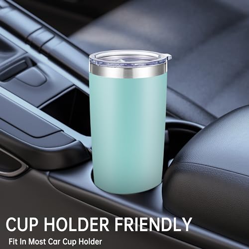 20 oz Stainless Steel Tumblers Set of 12 with Lids - Turquoise, Double Wall, BPA-free