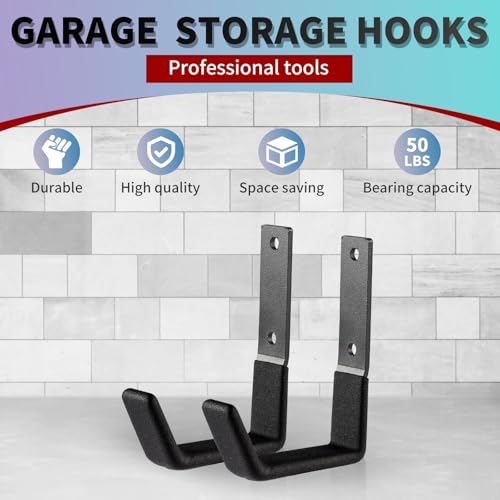 Heavy Duty Wall Mount Utility Hooks, Steel Garage Storage Hanger U-Hook
