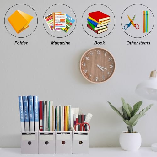 24 Pack White Cardboard Magazine File Holders for Desk and Shelves