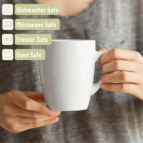 BTaT White Ceramic Coffee Mug Set 4 Pack 12oz - Brew To A Tea