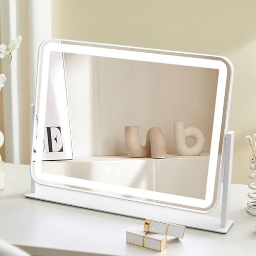 LED Vanity Mirror with Lights 13.5x17.4, 3 Color Modes & 5X Magnification