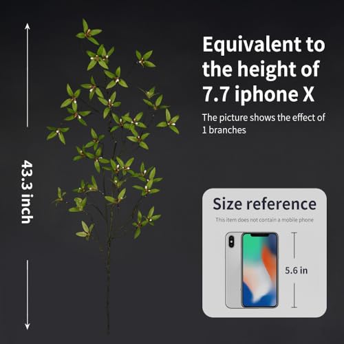 43.3-Inch Artificial Greenery Branches for Vase - 2 Piece Faux Stem Set