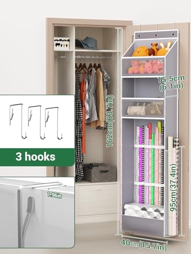 Over Door Wrapping Paper Organizer Hanging Gift Wrap Storage Holder Bag