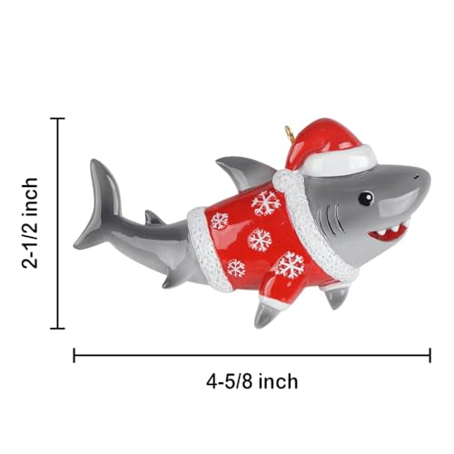 Personalized Shark Christmas Ornament 2026 — Sea Creature with Santa Hat ( variation: Christmas Shark )
