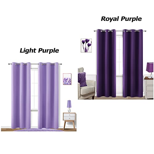 Blackout Lavender Curtains for Bedroom - 2 Panels, 42x63 Inch