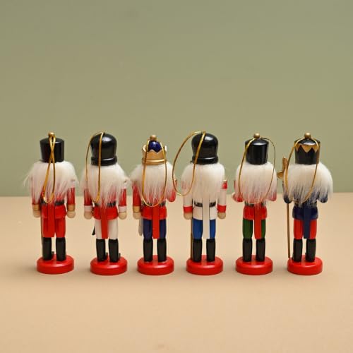 12-Piece Wooden Christmas Nutcracker Ornament Set, 4.7-Inch Holiday Tree Hangings